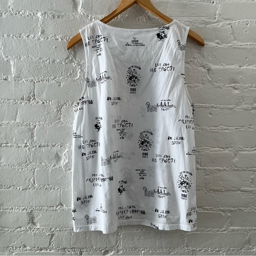By Anthropologie Postcard Graphic Print Sleeveless Top White Black Size Large - Picture 7 of 12